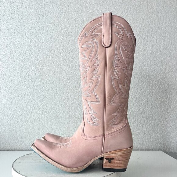 Lane SMOKESHOW Womens Cowboy Boots 8.5 Pink Leather Western Cowgirl Mid Calf - Picture 4 of 13